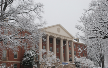 NIH Bldg. 1 in the snow